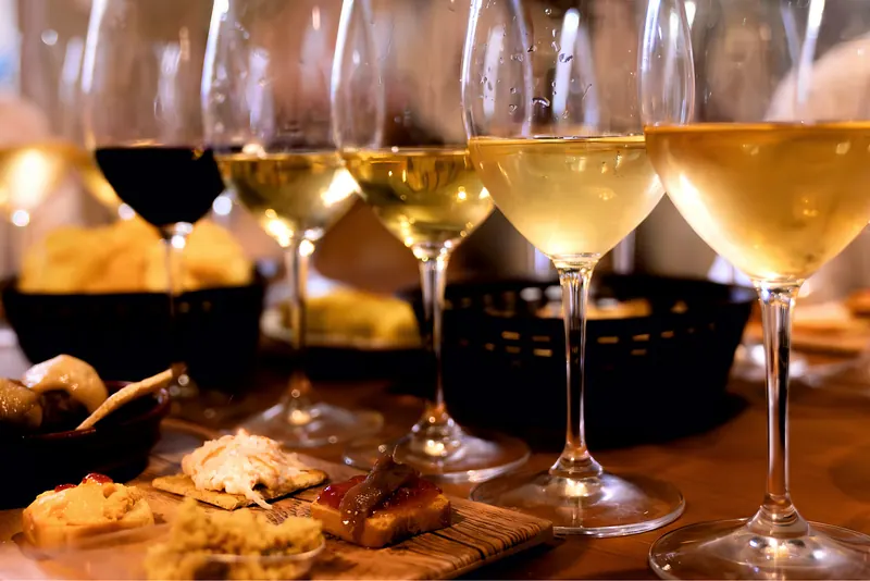 A selection of local wines and tapas prepared for the cellar tasting