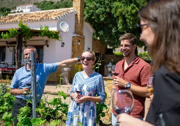 Small group at the Mijas vineyard tasting.